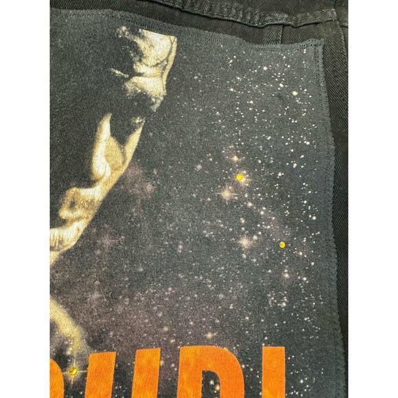 KID CUDI Upcycled Retro Vintage Hip Hop Rap Patched Black Denim Jacket Size M - Picture 12 of 13